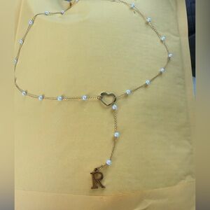 Gold Heart Pearl Necklace